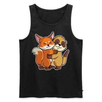 Fuchs mit Erdmännchen Liebe süßes niedliche Tiere - Männer Premium Bio Tank Top - Schwarz - Vorne - AI Model Male 178 light (178cm)