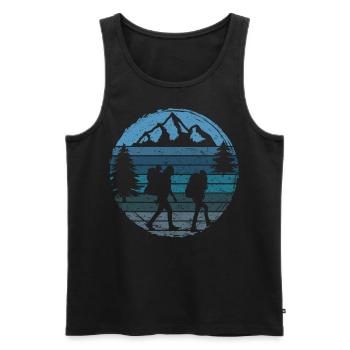 randonnée jeune famille nature extérieur montagnes forêt - Débardeur bio Premium Homme - noir - Devant - Michal (187cm)