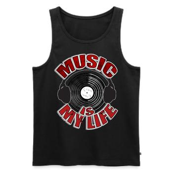 MUSIC is my life Headset - Débardeur bio Premium Homme - noir - Devant - AI Model Male 178 light (178cm)