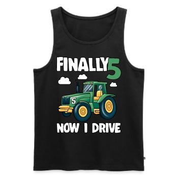 Tracteur Enfin 5 anniversaire cadeau jeune Drôle - Débardeur bio Premium Homme - noir - Devant - AI Model Male 178 light (178cm)