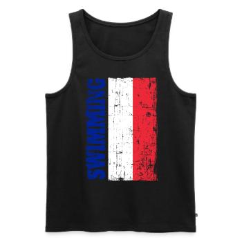 Schwimmen Schwimmer Flagge Fahne Frankreich France - Männer Premium Bio Tank Top - Schwarz - Vorne - AI Model Male 178 light (178cm)