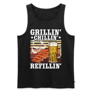 Grillen Chillen Bier Griller Geschenk Herren - Männer Premium Bio Tank Top - Schwarz - Vorne - AI Model Male 178 light (178cm)