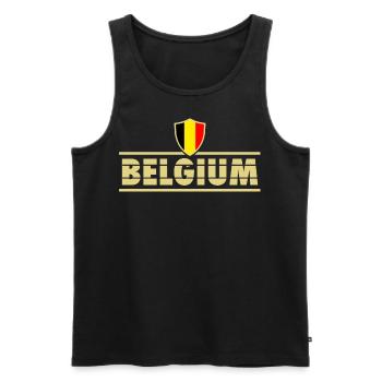Fußball Flagge Fahne Belgique Belgien Belgium - Männer Premium Bio Tank Top - Schwarz - Vorne - Michal (187cm)