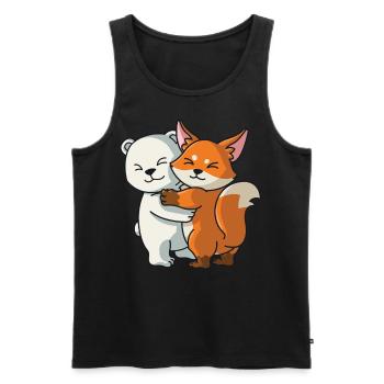 ours polaire renard amour mignon animaux câlins - Débardeur bio Premium Homme - noir - Devant - Michal (187cm)