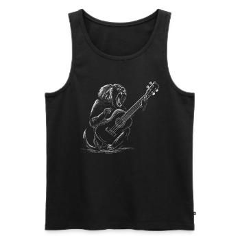 Singe au ukulélé – Music Design - Débardeur bio Premium Homme - noir - Devant - Michal (187cm)
