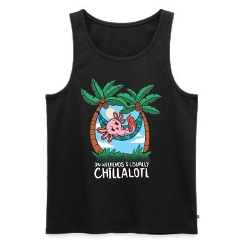 Cute Axolotl In A Hammock Chillalotl - Men's Premium Organic Tank Top - black - Front - AI Model Male 178 light (178cm)