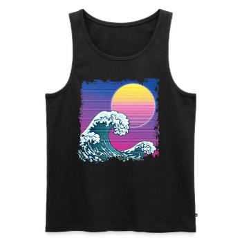 Synthwave Japan Wave - Men's Premium Organic Tank Top - black - Front - AI Model Male 178 light (178cm)