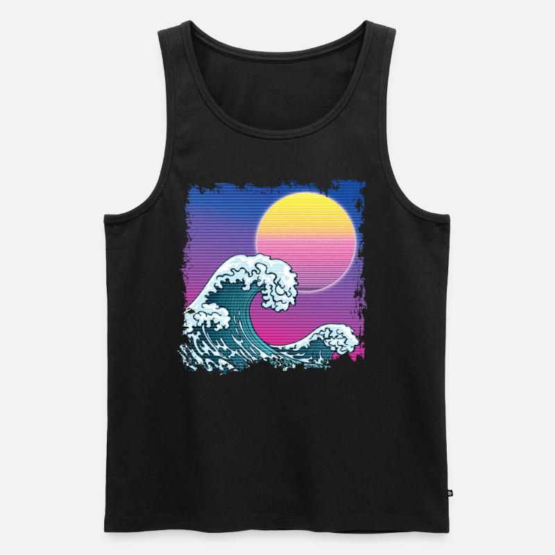 Synthwave Japan Welle - Männer Premium Bio Tank Top - Schwarz