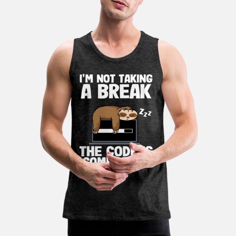 The Code Is Compiling Funny Sloth Programming Nerd Men's Premium Organic Tank Top