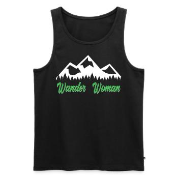 Wander Woman Spruch Berge Natur Hobby Wandern - Männer Premium Bio Tank Top - Schwarz - Vorne - Michal (187cm)