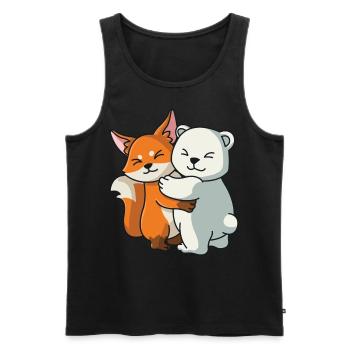Fuchs und Eisbär niedliche Tiere knuddeln - Männer Premium Bio Tank Top - Schwarz - Vorne - Michal (187cm)