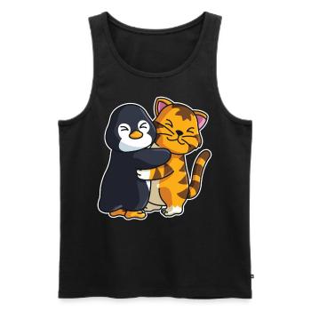 Penguin and Tiger Hug Cuddle Animals - Men's Premium Organic Tank Top - black - Front - Michal (187cm)