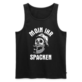 Moin Ihr Spacken - Lustiges Norddeutschland - Männer Premium Bio Tank Top - Schwarz - Vorne - AI Model Male 178 light (178cm)
