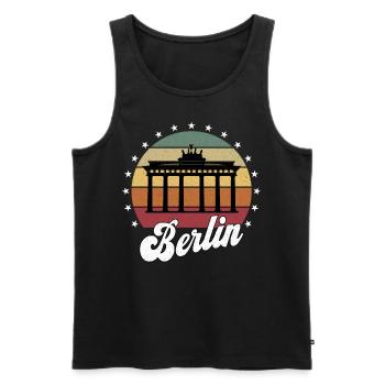 Berlin Deutschland Hauptstadt Souvenir Retro Shirt - Männer Premium Bio Tank Top - Schwarz - Vorne - AI Model Male 178 light (178cm)
