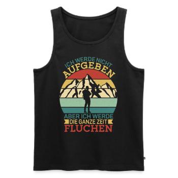 Wanderer Alpen Berge | Wander Spruch | Damen - Männer Premium Bio Tank Top - Schwarz - Vorne - Michal (187cm)