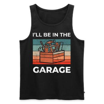 Ill Be In The Garage Vintage Garage Funny Car - Men's Premium Organic Tank Top - black - Front - AI Model Male 178 light (178cm)