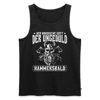 Der nordische Gott der Ungeduld Hammersbald - Männer Premium Bio Tank Top - Schwarz - Vorne - AI Model Male 178 light (178cm)