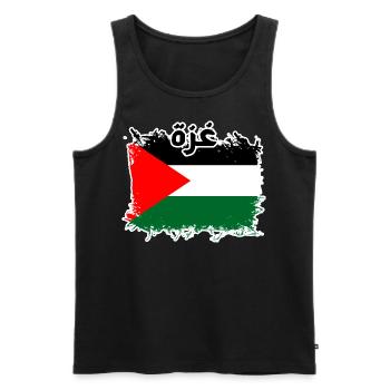 Gaza غزة - Men's Premium Organic Tank Top - black - Front - AI Model Male 178 light (178cm)