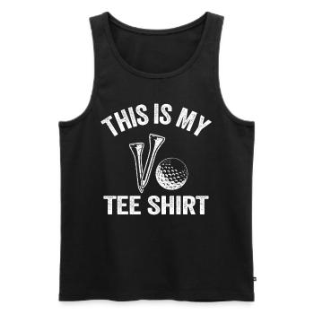 Golfer Golf Spieler Golfen Tee Sprüche Herren - Männer Premium Bio Tank Top - Schwarz - Vorne - Michal (187cm)