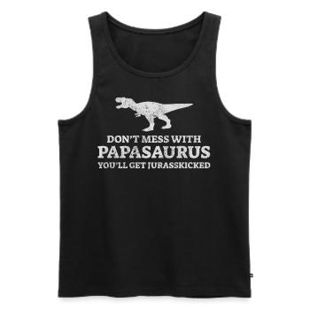 Papasaurus jurasskicked Rex for men dinasor papa - Débardeur bio Premium Homme - noir - Devant - AI Model Male 178 light (178cm)
