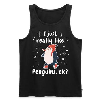 Drôle penguin Zoo j’aime vraiment les pingouins ok - Débardeur bio Premium Homme - noir - Devant - Michal (187cm)