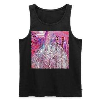 Painting acrylic leaf veins abstract pink-pink-purple - Men's Premium Organic Tank Top - black - Front - AI Model Male 178 light (178cm)