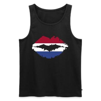 Holland Kuss Mund Ich liebe Holland - Männer Premium Bio Tank Top - Schwarz - Vorne - AI Model Male 178 light (178cm)