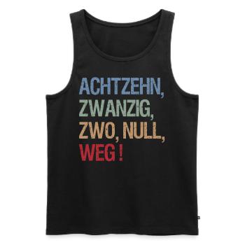 Achtzehn, Zwanzig, Zwo, Null, weg! Skatsprüche - Männer Premium Bio Tank Top - Schwarz - Vorne - Michal (187cm)