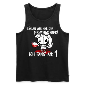 Zählen wir mal die Psychos hier - Männer Premium Bio Tank Top - Schwarz - Vorne - Michal (187cm)