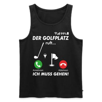 Golfer Golfplatz golfen anrufen Spruch - Männer Premium Bio Tank Top - Schwarz - Vorne - Michal (187cm)