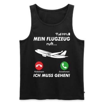 Flugzeug Flieger Pilot anrufen Spruch - Männer Premium Bio Tank Top - Schwarz - Vorne - Michal (187cm)