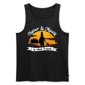 Natur und Musik is what I need - Männer Premium Bio Tank Top - Schwarz - Vorne - AI Model Male 178 light (178cm)
