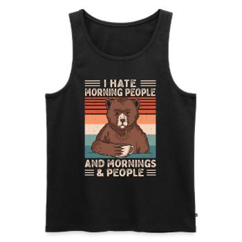 Bear Coffee Saying Morning Grouch Late Riser - Débardeur bio Premium Homme - noir - Devant - AI Model Male 178 light (178cm)