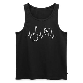 Pommesgabel und E-Gitarre Heartbeat Heavy Metal - Männer Premium Bio Tank Top - Schwarz - Vorne - Michal (187cm)