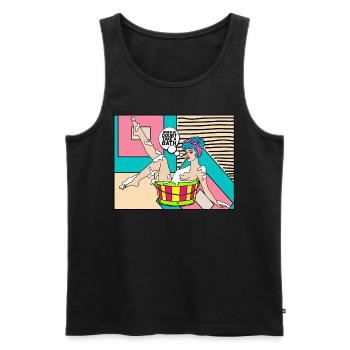 EROTIC POP-ART ARTWORK SEXY COMIC GIRL BATH - Männer Premium Bio Tank Top - Schwarz - Vorne - AI Model Male 178 light (178cm)