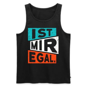 LUSTIGER SPRUCH IST MIR EGAL - Männer Premium Bio Tank Top - Schwarz - Vorne - Michal (187cm)