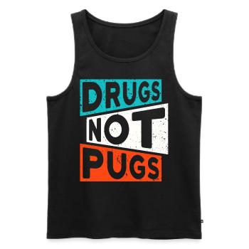 DRUGS NOT PUGS Drogen Spruch Mops - Männer Premium Bio Tank Top - Schwarz - Vorne - AI Model Male 178 light (178cm)