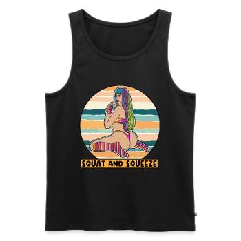 EROTIC SEXY GIRL SQUAT AND SQUEEZE - Men's Premium Organic Tank Top - black - Front - AI Model Male 178 light (178cm)
