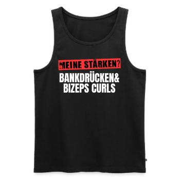 Fitness Spruch Bankdrücken Bizeps Curls Kraftsport - Männer Premium Bio Tank Top - Schwarz - Vorne - Michal (187cm)