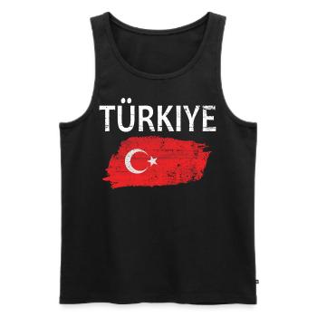 Drapeau de la Turquie Drapeau Türkiye - Débardeur bio Premium Homme - noir - Devant - Michal (187cm)