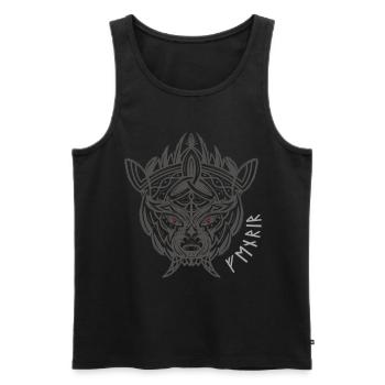 Fenriswolf Loup Viking Fenrir - Débardeur bio Premium Homme - noir - Devant - AI Model Male 178 light (178cm)