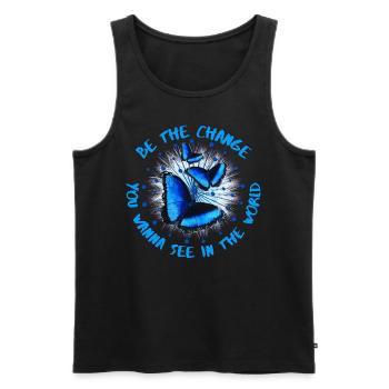 be the change you wanna see in the world butterfly - Männer Premium Bio Tank Top - Schwarz - Vorne - AI Model Male 178 light (178cm)