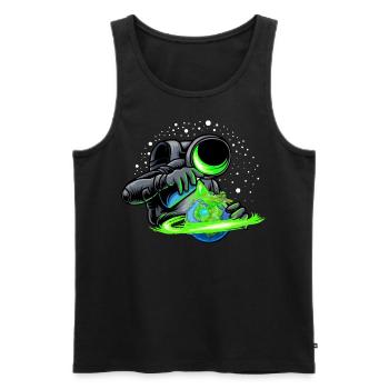 Un astronaute pulvérise le monde en vert - Débardeur bio Premium Homme - noir - Devant - AI Model Male 178 light (178cm)