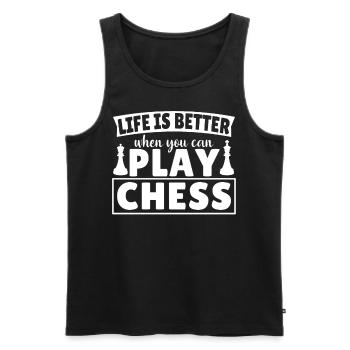 Chess Saying Playing Chess - Men's Premium Organic Tank Top - black - Front - AI Model Male 178 light (178cm)