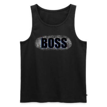 Boss Schriftzug Vintage Design - Männer Premium Bio Tank Top - Schwarz - Vorne - Michal (187cm)