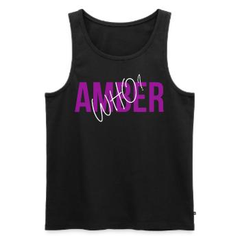Amber WHO? - Men's Premium Organic Tank Top - black - Front - AI Model Male 178 light (178cm)
