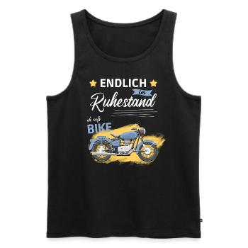 Endlich im Ruhestand ab aufs Bike - Männer Premium Bio Tank Top - Schwarz - Vorne - Michal (187cm)