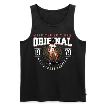 geboren 1979 Vintage Jahrgang 1979 Jesus Design - Männer Premium Bio Tank Top - Schwarz - Vorne - Michal (187cm)