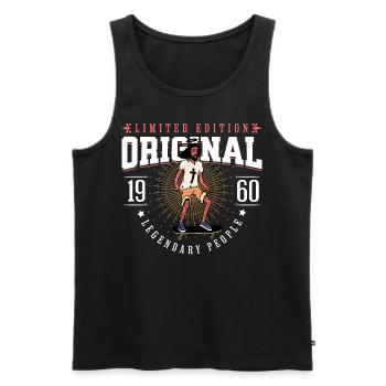 geboren 1960 Vintage Jahrgang 1960 Jesus Design - Männer Premium Bio Tank Top - Schwarz - Vorne - Michal (187cm)