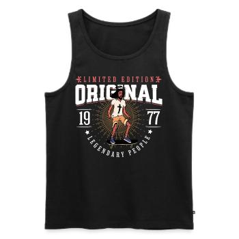 geboren 1977 Vintage Jahrgang 1977 Jesus Design - Männer Premium Bio Tank Top - Schwarz - Vorne - Michal (187cm)